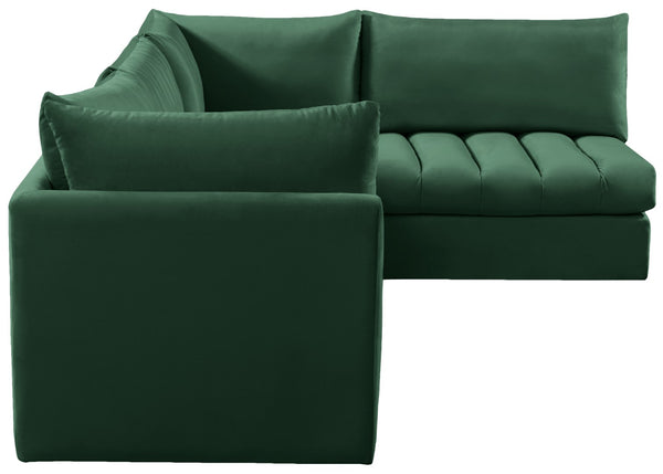 Jacob Velvet / Engineered Wood / Foam Contemporary Green Velvet Modular Sectional - 103" W x 71" D x 32" H