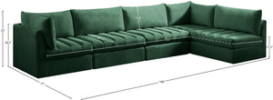 Jacob Velvet / Engineered Wood / Foam Contemporary Green Velvet Modular Sectional - 140" W x 71" D x 32" H