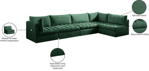 Jacob Velvet / Engineered Wood / Foam Contemporary Green Velvet Modular Sectional - 140" W x 71" D x 32" H