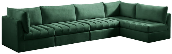 Jacob Velvet / Engineered Wood / Foam Contemporary Green Velvet Modular Sectional - 140" W x 71" D x 32" H