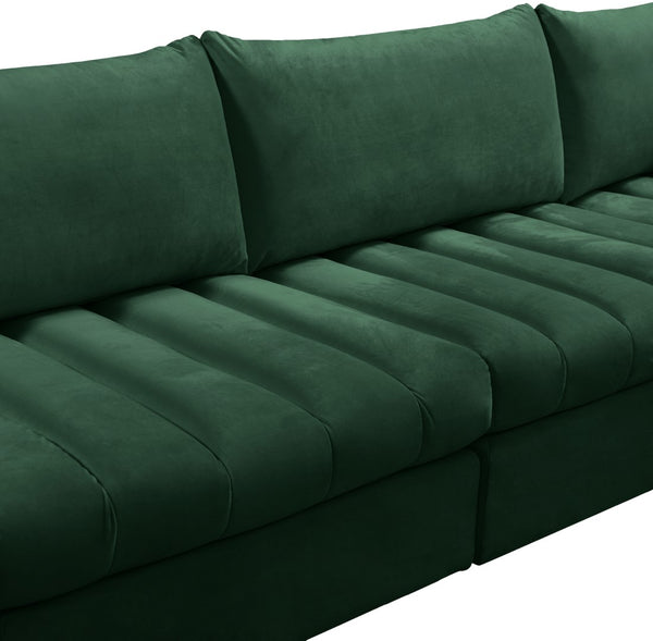 Jacob Velvet / Engineered Wood / Foam Contemporary Green Velvet Modular Sectional - 140" W x 71" D x 32" H