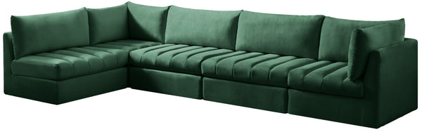 Jacob Velvet / Engineered Wood / Foam Contemporary Green Velvet Modular Sectional - 140" W x 71" D x 32" H