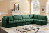 Jacob Velvet / Engineered Wood / Foam Contemporary Green Velvet Modular Sectional - 140" W x 71" D x 32" H