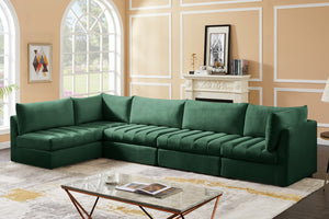 Jacob Velvet / Engineered Wood / Foam Contemporary Green Velvet Modular Sectional - 140" W x 71" D x 32" H