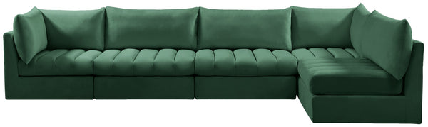 Jacob Velvet / Engineered Wood / Foam Contemporary Green Velvet Modular Sectional - 140" W x 71" D x 32" H