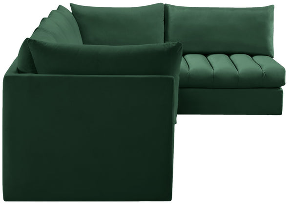 Jacob Velvet / Engineered Wood / Foam Contemporary Green Velvet Modular Sectional - 140" W x 71" D x 32" H