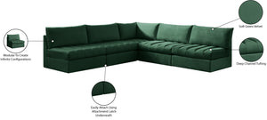 Jacob Velvet / Engineered Wood / Foam Contemporary Green Velvet Modular Sectional - 107" W x 108" D x 32" H