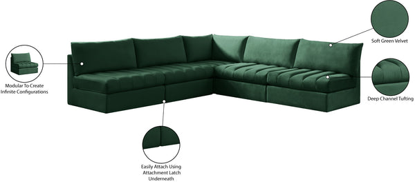 Jacob Velvet / Engineered Wood / Foam Contemporary Green Velvet Modular Sectional - 107" W x 108" D x 32" H