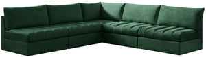 Jacob Velvet / Engineered Wood / Foam Contemporary Green Velvet Modular Sectional - 107" W x 108" D x 32" H