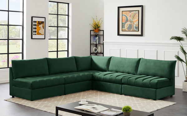 Jacob Velvet / Engineered Wood / Foam Contemporary Green Velvet Modular Sectional - 107" W x 108" D x 32" H