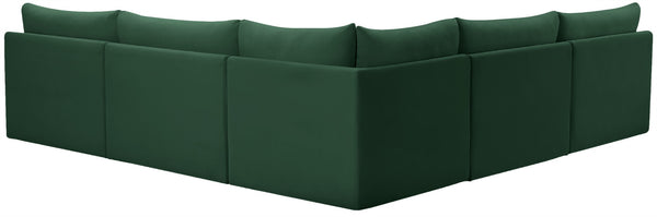Jacob Velvet / Engineered Wood / Foam Contemporary Green Velvet Modular Sectional - 107" W x 108" D x 32" H