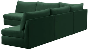 Jacob Velvet / Engineered Wood / Foam Contemporary Green Velvet Modular Sectional - 107" W x 108" D x 32" H