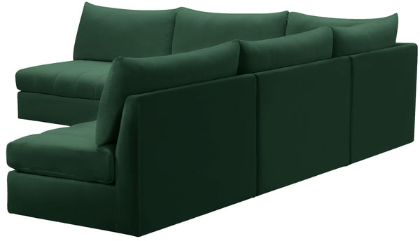 Jacob Velvet / Engineered Wood / Foam Contemporary Green Velvet Modular Sectional - 107" W x 108" D x 32" H