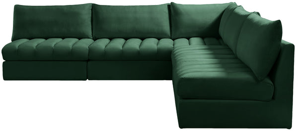 Jacob Velvet / Engineered Wood / Foam Contemporary Green Velvet Modular Sectional - 107" W x 108" D x 32" H