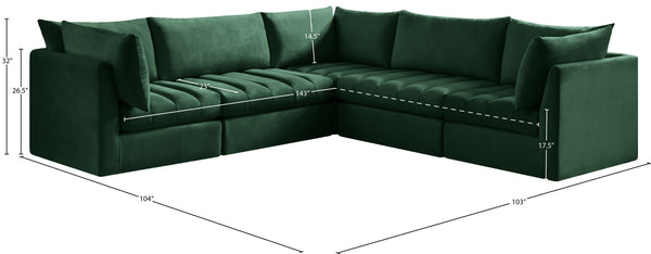 Jacob Velvet / Engineered Wood / Foam Contemporary Green Velvet Modular Sectional - 103" W x 104" D x 32" H