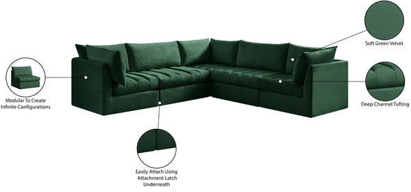 Jacob Velvet / Engineered Wood / Foam Contemporary Green Velvet Modular Sectional - 103" W x 104" D x 32" H