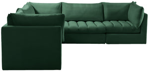 Jacob Velvet / Engineered Wood / Foam Contemporary Green Velvet Modular Sectional - 103" W x 104" D x 32" H
