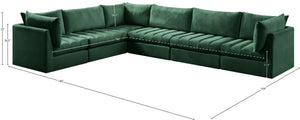 Jacob Velvet / Engineered Wood / Foam Contemporary Green Velvet Modular Sectional - 140" W x 104" D x 32" H
