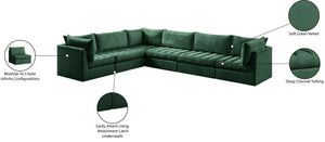 Jacob Velvet / Engineered Wood / Foam Contemporary Green Velvet Modular Sectional - 140" W x 104" D x 32" H