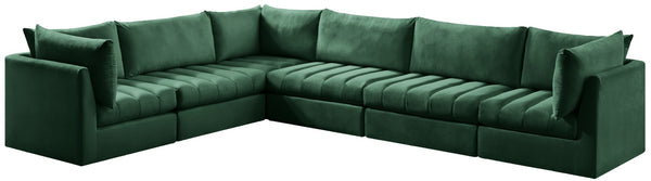 Jacob Velvet / Engineered Wood / Foam Contemporary Green Velvet Modular Sectional - 140" W x 104" D x 32" H