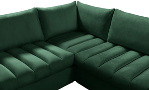 Jacob Velvet / Engineered Wood / Foam Contemporary Green Velvet Modular Sectional - 140" W x 104" D x 32" H