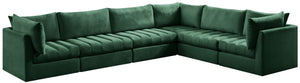 Jacob Velvet / Engineered Wood / Foam Contemporary Green Velvet Modular Sectional - 140" W x 104" D x 32" H
