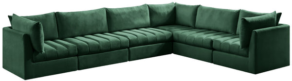 Jacob Velvet / Engineered Wood / Foam Contemporary Green Velvet Modular Sectional - 140" W x 104" D x 32" H
