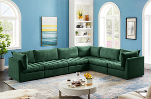 Jacob Velvet / Engineered Wood / Foam Contemporary Green Velvet Modular Sectional - 140" W x 104" D x 32" H