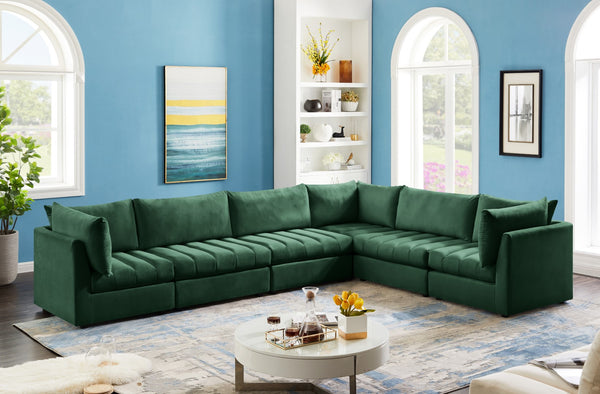 Jacob Velvet / Engineered Wood / Foam Contemporary Green Velvet Modular Sectional - 140" W x 104" D x 32" H