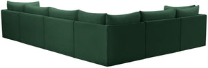 Jacob Velvet / Engineered Wood / Foam Contemporary Green Velvet Modular Sectional - 140" W x 104" D x 32" H