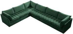 Jacob Velvet / Engineered Wood / Foam Contemporary Green Velvet Modular Sectional - 140" W x 104" D x 32" H