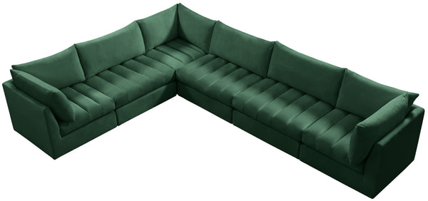 Jacob Velvet / Engineered Wood / Foam Contemporary Green Velvet Modular Sectional - 140" W x 104" D x 32" H
