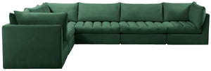 Jacob Velvet / Engineered Wood / Foam Contemporary Green Velvet Modular Sectional - 140" W x 104" D x 32" H