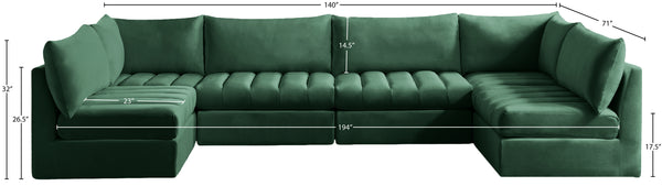 Jacob Velvet / Engineered Wood / Foam Contemporary Green Velvet Modular Sectional - 140" W x 71" D x 32" H