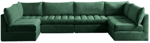 Jacob Velvet / Engineered Wood / Foam Contemporary Green Velvet Modular Sectional - 140" W x 71" D x 32" H