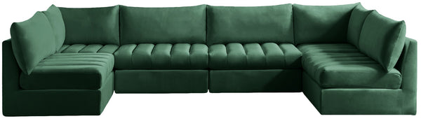 Jacob Velvet / Engineered Wood / Foam Contemporary Green Velvet Modular Sectional - 140" W x 71" D x 32" H