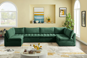 Jacob Velvet / Engineered Wood / Foam Contemporary Green Velvet Modular Sectional - 140" W x 71" D x 32" H