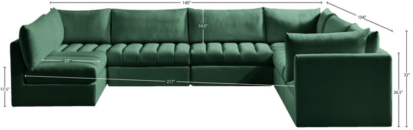 Jacob Velvet / Engineered Wood / Foam Contemporary Green Velvet Modular Sectional - 140" W x 104" D x 32" H