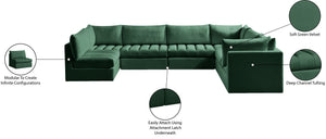 Jacob Velvet / Engineered Wood / Foam Contemporary Green Velvet Modular Sectional - 140" W x 104" D x 32" H