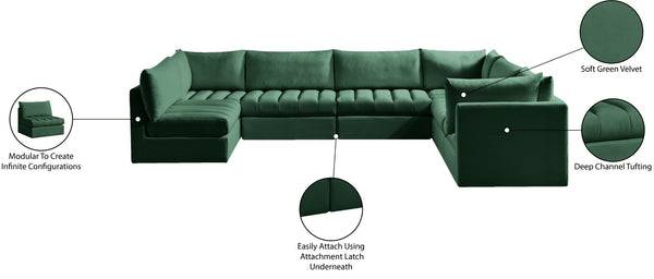 Jacob Velvet / Engineered Wood / Foam Contemporary Green Velvet Modular Sectional - 140" W x 104" D x 32" H