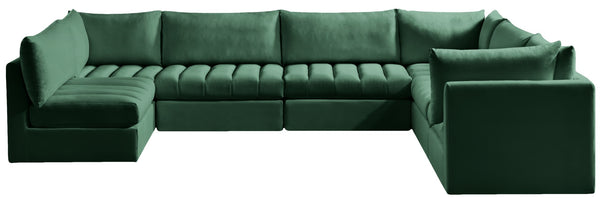 Jacob Velvet / Engineered Wood / Foam Contemporary Green Velvet Modular Sectional - 140" W x 104" D x 32" H