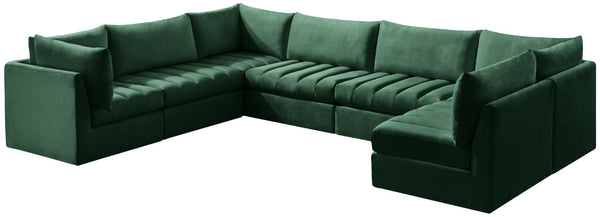 Jacob Velvet / Engineered Wood / Foam Contemporary Green Velvet Modular Sectional - 140" W x 104" D x 32" H