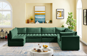 Jacob Velvet / Engineered Wood / Foam Contemporary Green Velvet Modular Sectional - 140" W x 104" D x 32" H