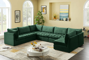 Jacob Velvet / Engineered Wood / Foam Contemporary Green Velvet Modular Sectional - 140" W x 104" D x 32" H