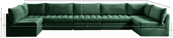Jacob Velvet / Engineered Wood / Foam Contemporary Green Velvet Modular Sectional - 177" W x 71" D x 32" H