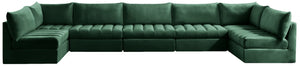 Jacob Velvet / Engineered Wood / Foam Contemporary Green Velvet Modular Sectional - 177" W x 71" D x 32" H