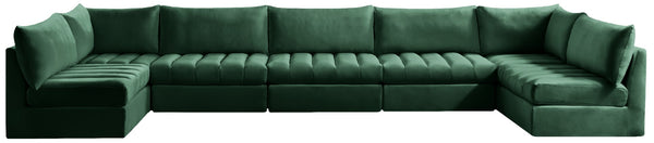 Jacob Velvet / Engineered Wood / Foam Contemporary Green Velvet Modular Sectional - 177" W x 71" D x 32" H
