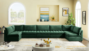 Jacob Velvet / Engineered Wood / Foam Contemporary Green Velvet Modular Sectional - 177" W x 71" D x 32" H