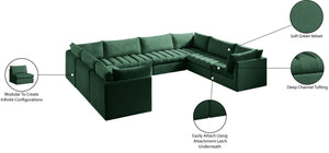 Jacob Velvet / Engineered Wood / Foam Contemporary Green Velvet Modular Sectional - 140" W x 104" D x 32" H
