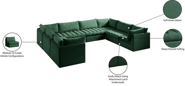 Jacob Velvet / Engineered Wood / Foam Contemporary Green Velvet Modular Sectional - 140" W x 104" D x 32" H